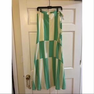 Show me your Mumu green & cream striped maxi skirt